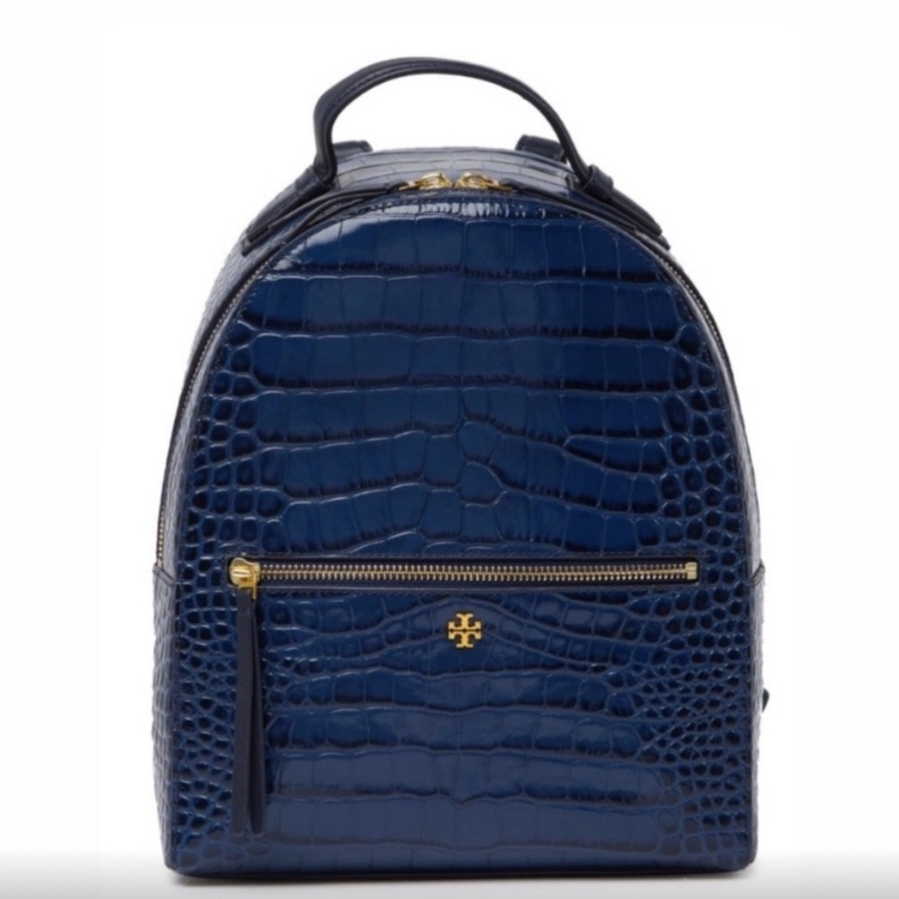 Tory Burch Blue Croc Backpack